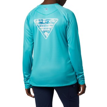 Columbia Sweater Dames, Tidal PFG Printed Triangle Long Sleeve Blauw, 04BYWKQAO